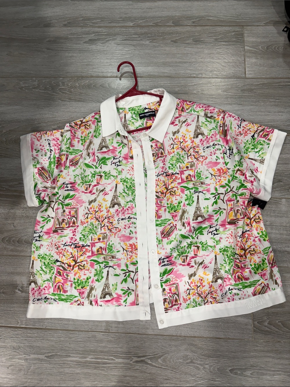 Karl Lagerfeld Short Sleeve Button-Front Shirt 1X
